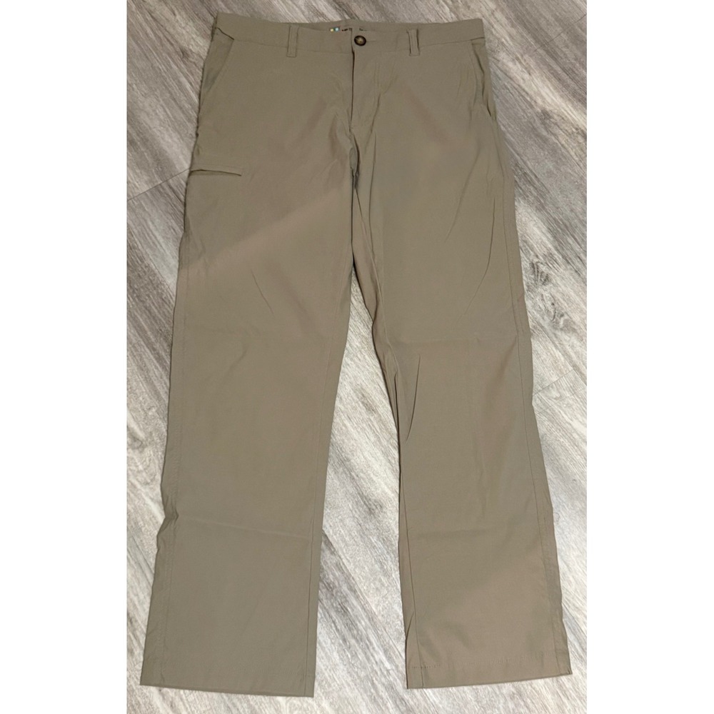 UB Tech Mens Classic Fit Hiking Pants Khaki Tan 34x32 Straight Leg Utility